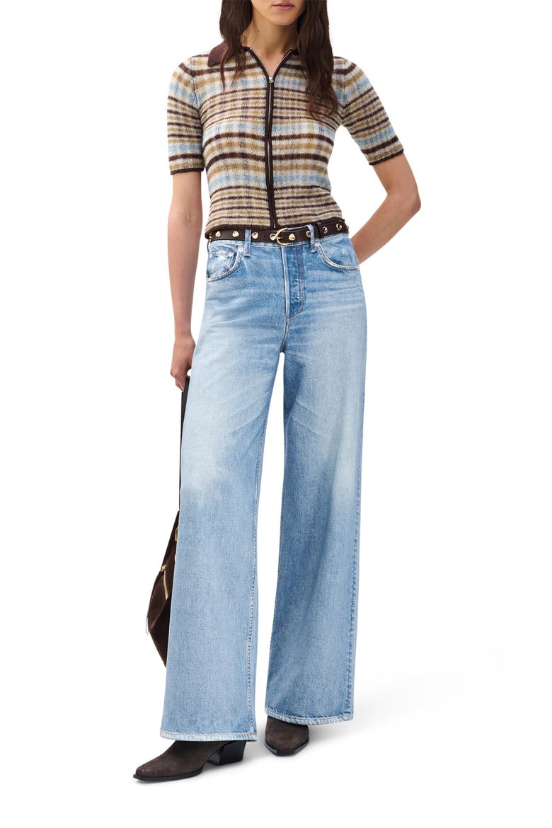 rb Miramar Sofie High Waist Wide Leg Cotton Terry Sweatpant Jeans, Alternate, color, RAILY