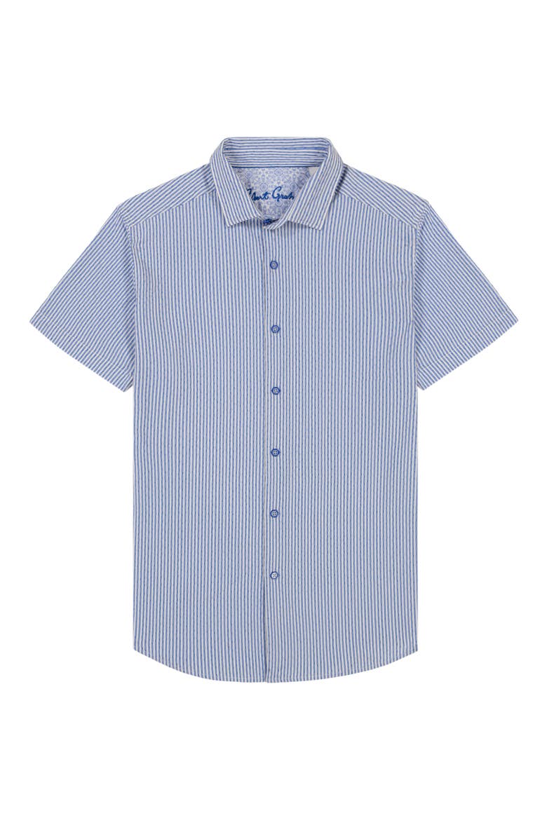 Fornillo Classic Fit Stripe Short Sleeve Button-Up Shirt, Alternate, color, NAVY