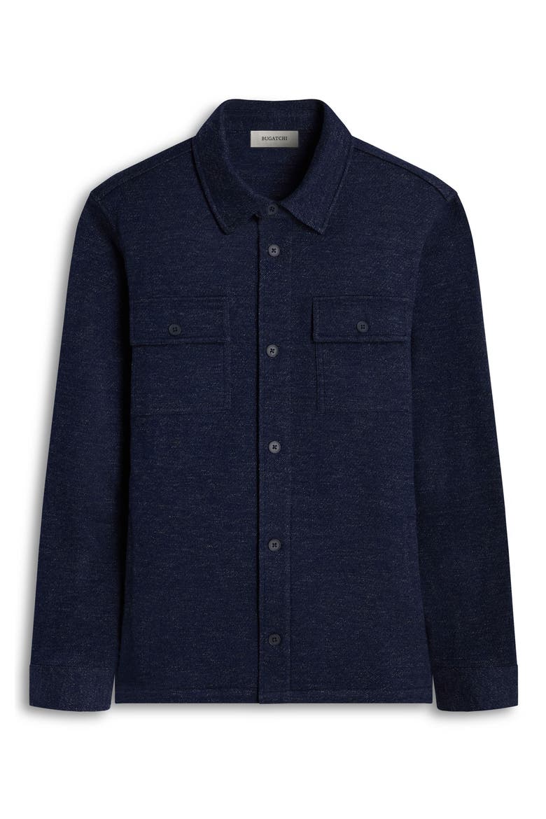 Slub Knit Wool & Cotton Button-Up Shirt Jacket, Alternate, color, NAVY
