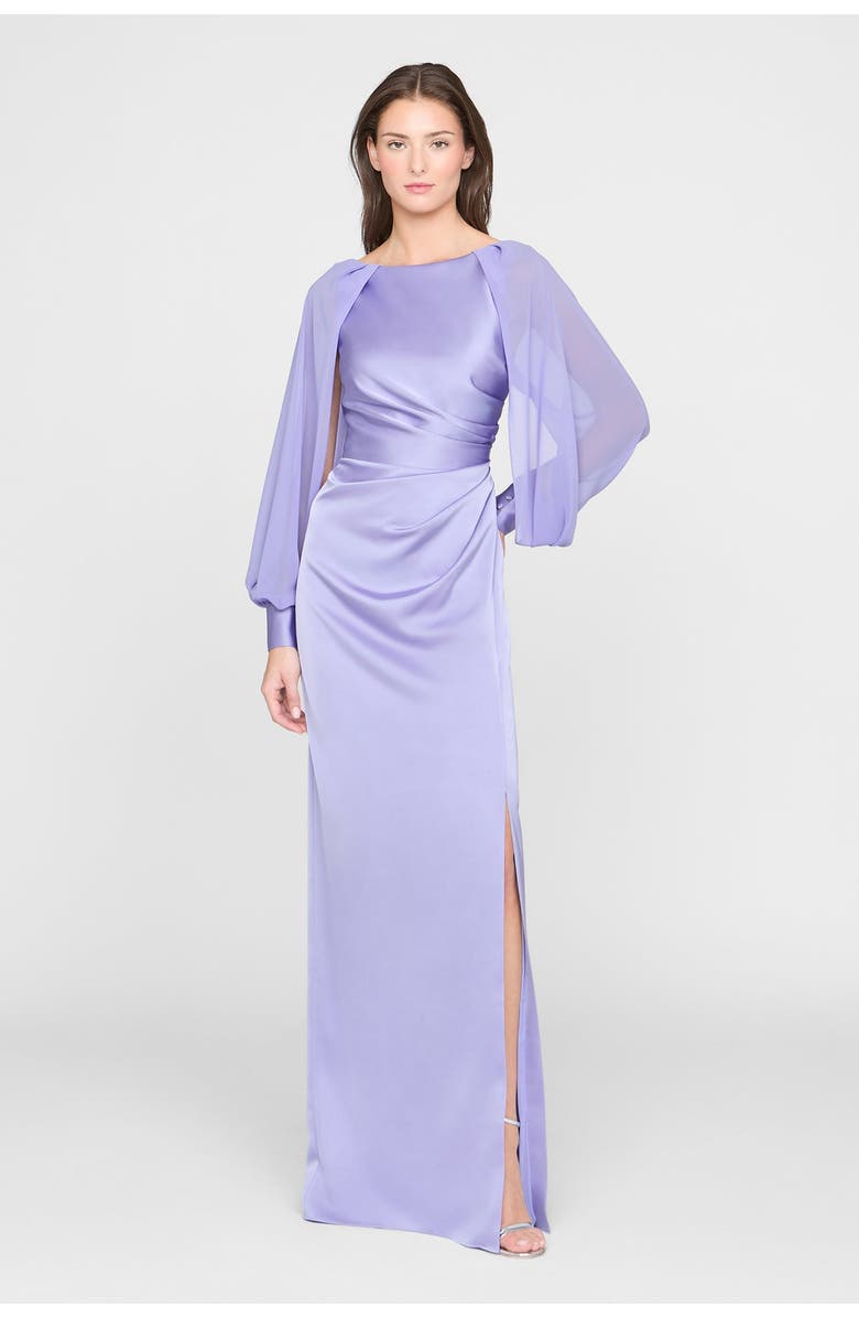 Theia Penelope Satin Column Dress, Main, color, Deep Periwinkle