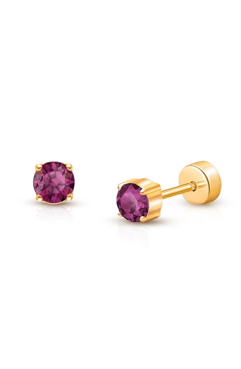 14K Gold on Titanium 4mm Crystal Birthstone Stud Screw Back Earrings