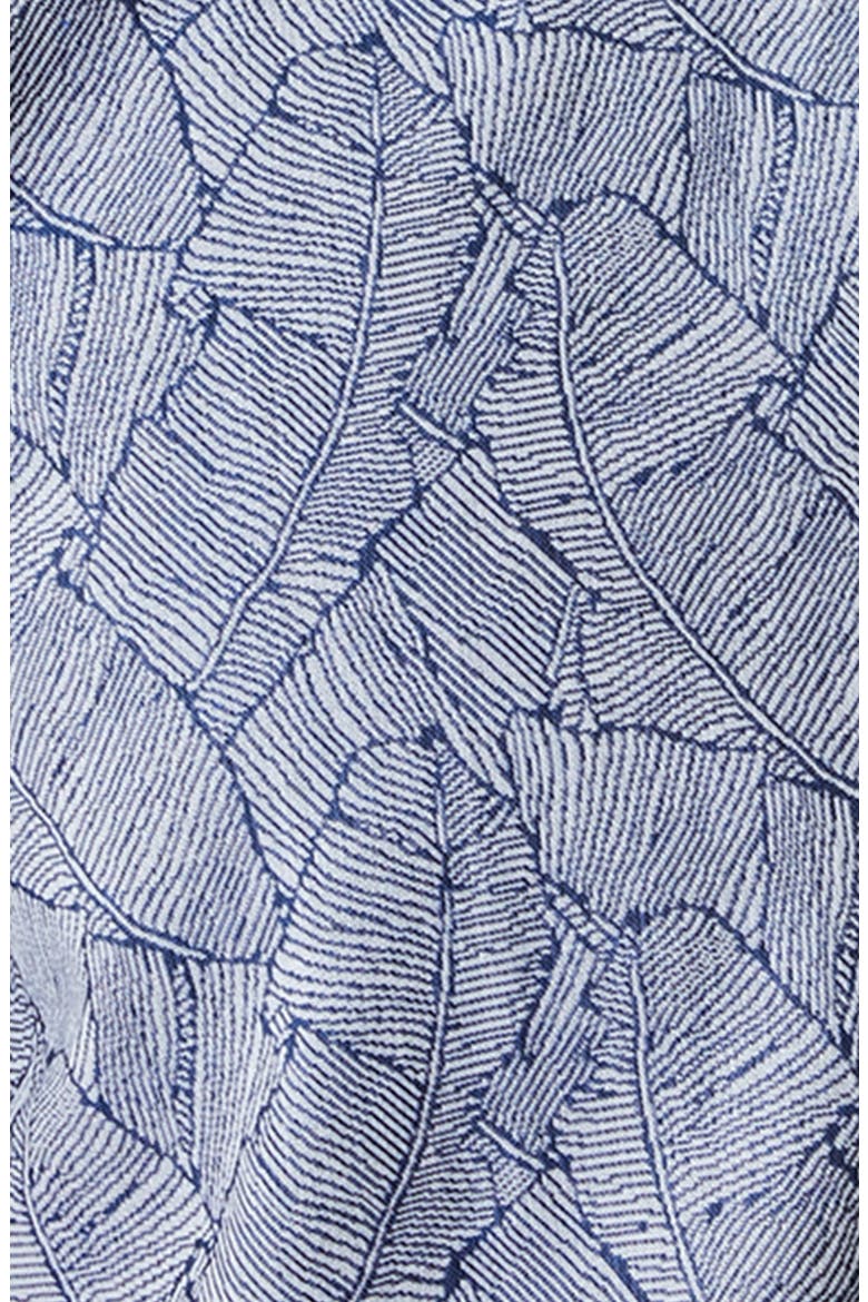 Kazuki Leaf Print Short Sleeve Cotton Button-Up Shirt, Alternate, color, DARK CASPIAN