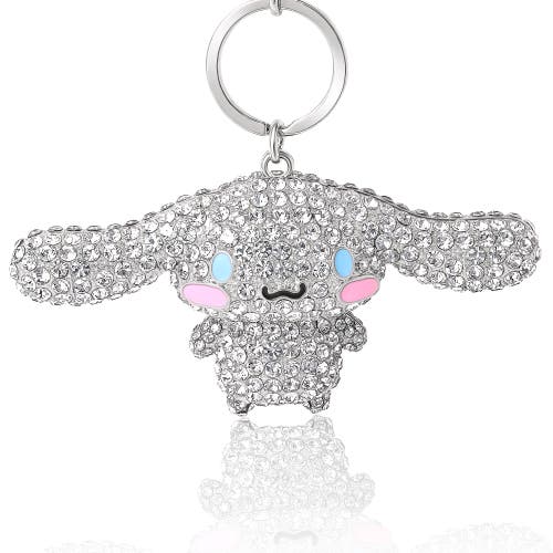 Hello Kitty Cinnamoroll Crystal-embellished Keychain Travel Bag Charm In Silver