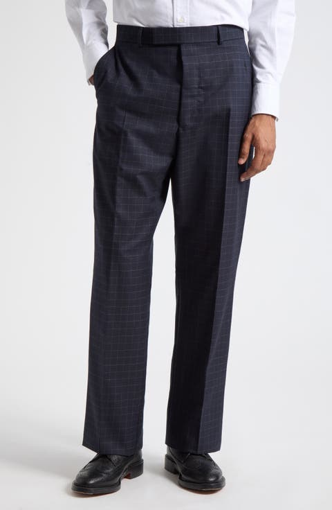 Windowpane Cotton & Wool Trousers