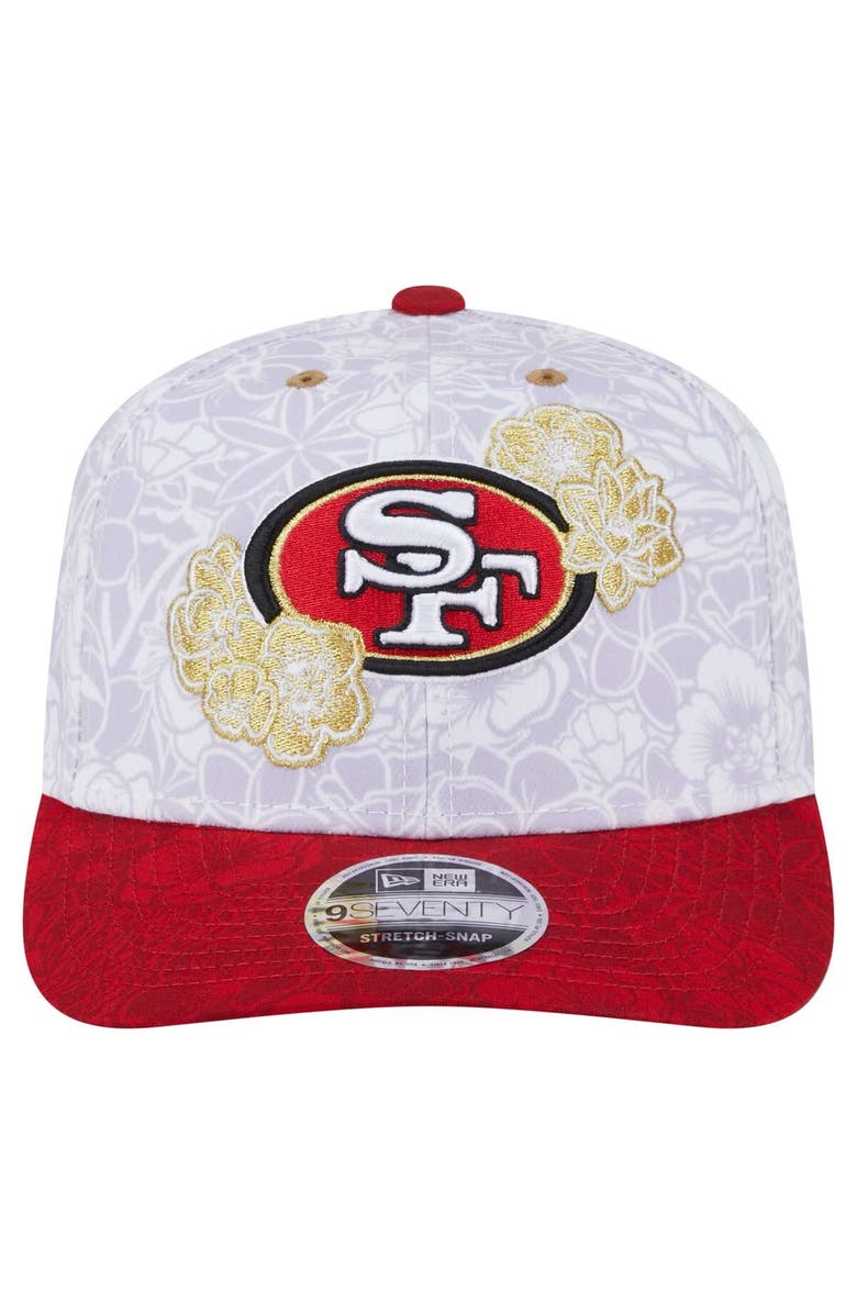New Era Men's New Era White/Scarlet San Francisco 49ers AAPI Apex Collection Floral 9SEVENTY Stretch-Snap Hat, Alternate, color, White