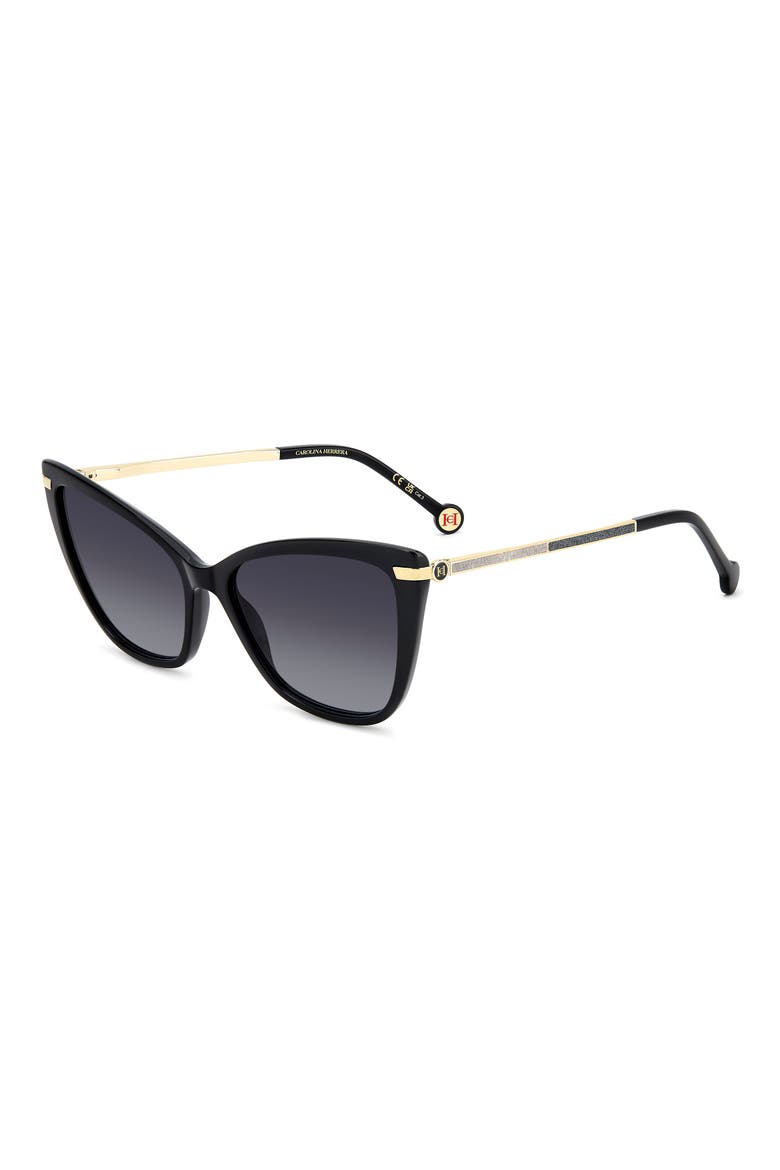55mm Gradient Rectangular Sunglasses, Alternate, color, BLACK/ DARK GREY SF
