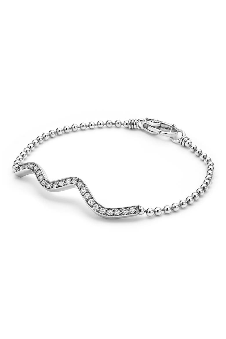 Caviar Spark Diamond Wave Bracelet, Alternate, color, SILVER