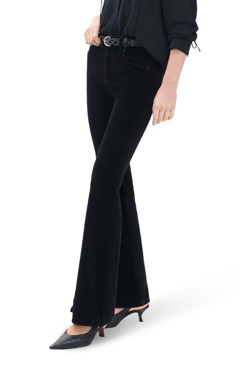 Flexi Velvet Dahlia Mid Rise Flare Jeans, Alternate, color, BLKVELVET