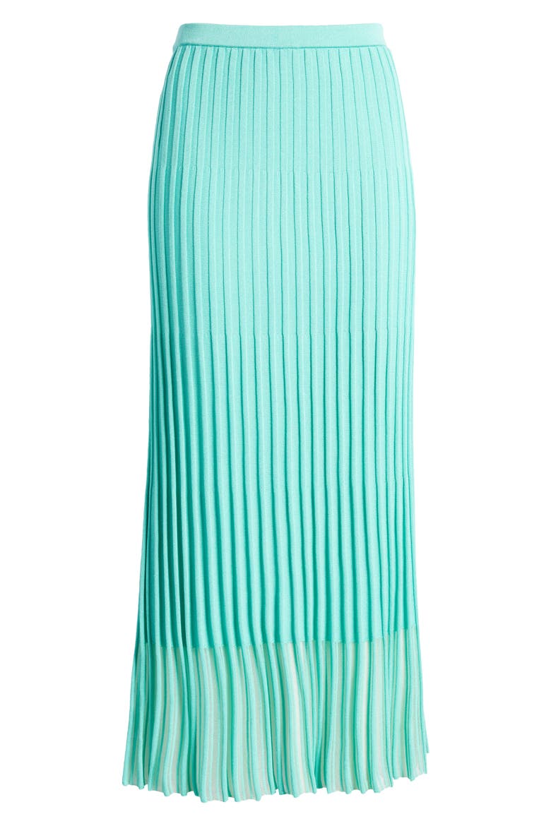 Textured Stripe Sheer Hem Midi Skirt, Alternate, color, SEASPRAY