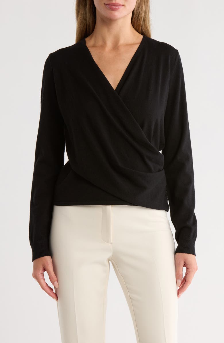 Gemma + Jane Crossover Front Sweater, Main, color, Black