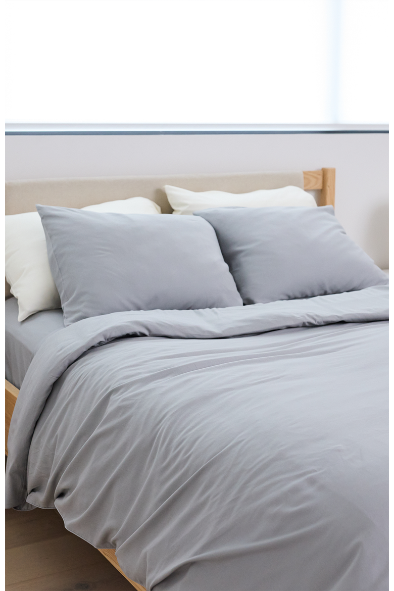 Performance Linen Blend Duvet Cover, Alternate, color, Storm