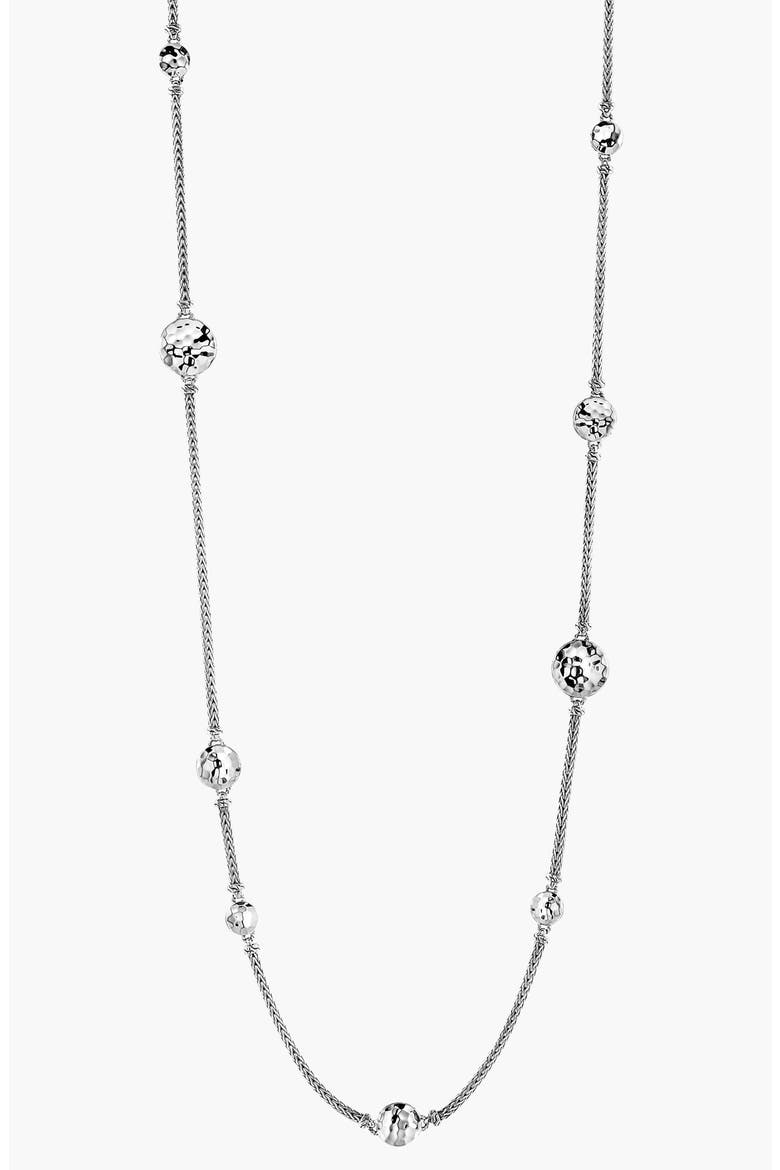 'Dot' Long Station Necklace, Main, color, SILVER
