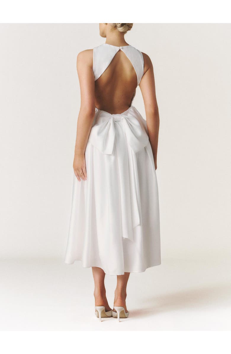 Six Stories Penelope Bow Back Midi Dress, Alternate, color, White