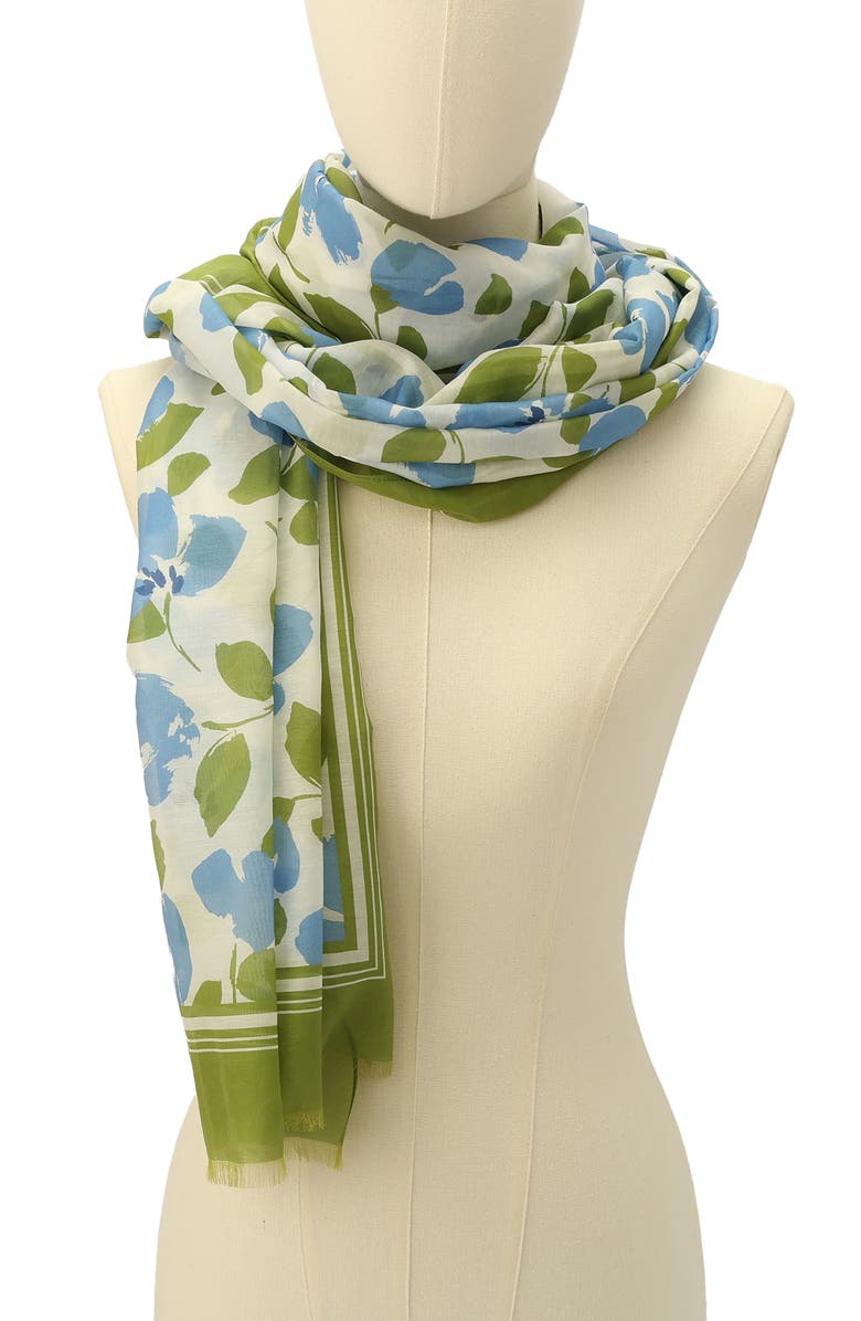 Kate Spade New York painterly bouquet oblong cotton & silk scarf, Alternate, color, 