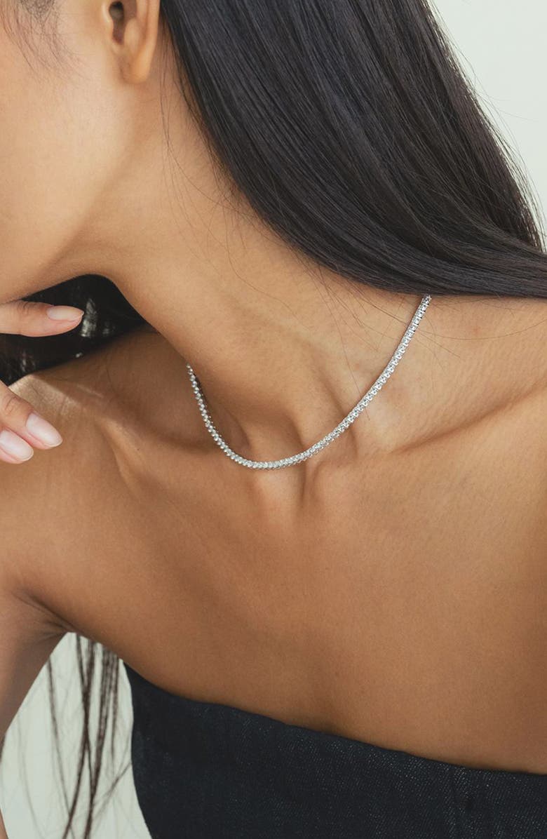 Bearfruit Jewelry Sterling Silver 18k Gold Plated Francesca Tennis Necklace Holiday Gift Idea, Alternate, color, Silver