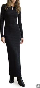 MANGO TEEN Texture Long Sleeve Knit Maxi Dress