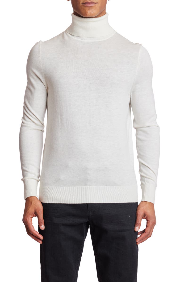 PAISLEY & GRAY Fine Gauge Turtleneck Sweater, Main, color, Ivory