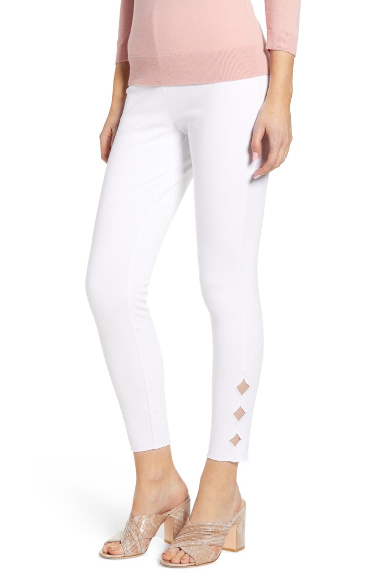 Lyssé Side Scallop Crop Denim Leggings, Main, color, WHITE