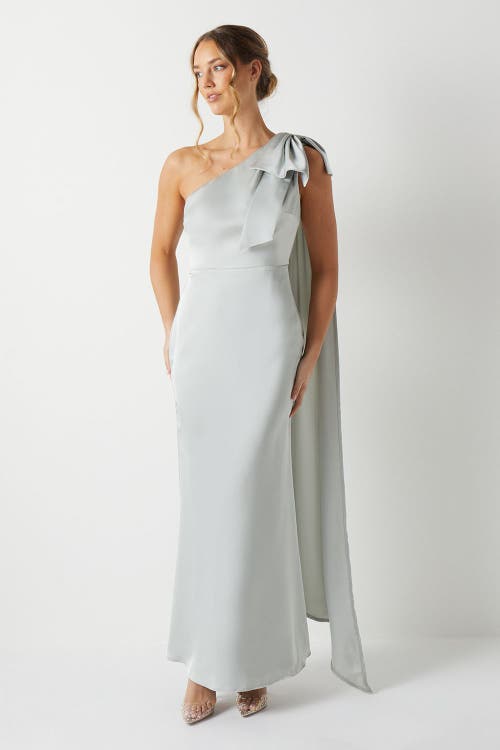 Coast Bow One Shoulder Satin Dress In Gray