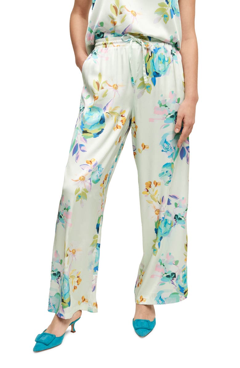 Isaac Mizrahi New York Print Satin Pants, Main, color, 