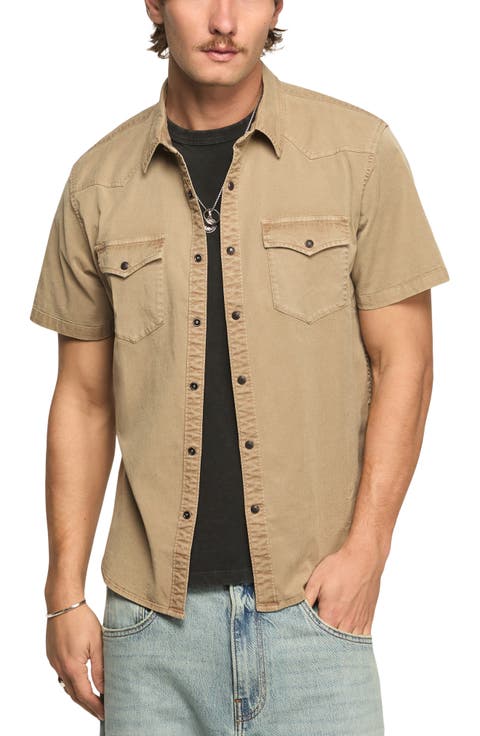 Short Sleeve Stretch Twill Snap-Up Western Shirt