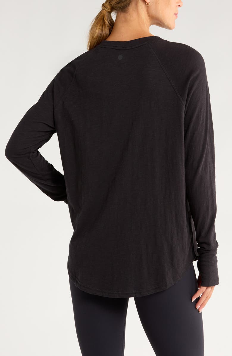 Zella Relaxed Washed 2.0 Long Sleeve Slub Tee, Alternate, color, Black