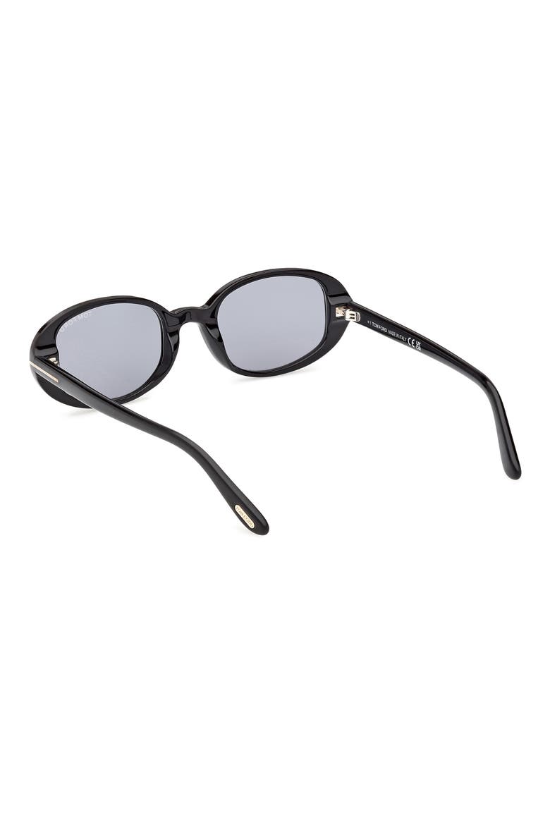 49mm Small Iggy Oval Sunglasses, Alternate, color, SHINY BLACK / SMOKE