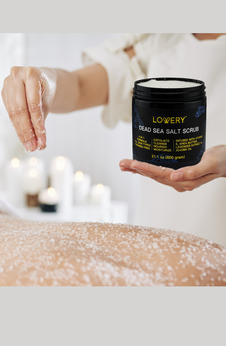 Lovery Lavender Dead Sea Salt Scrub - 22oz Skin Exfoliation, Alternate, color, Black