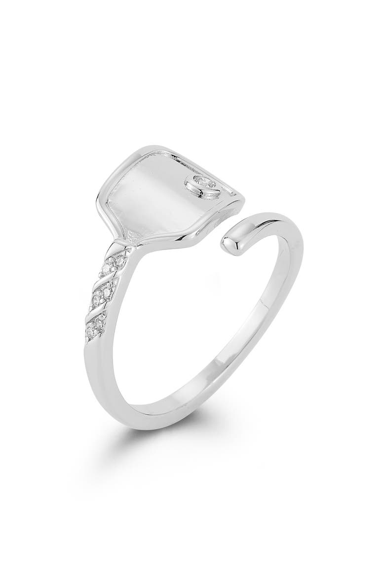 Cubic Zirconia Pickleball Racket Bypass Ring, Alternate, color, SILVER