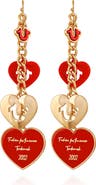 True Religion Cascading red heart linear earring