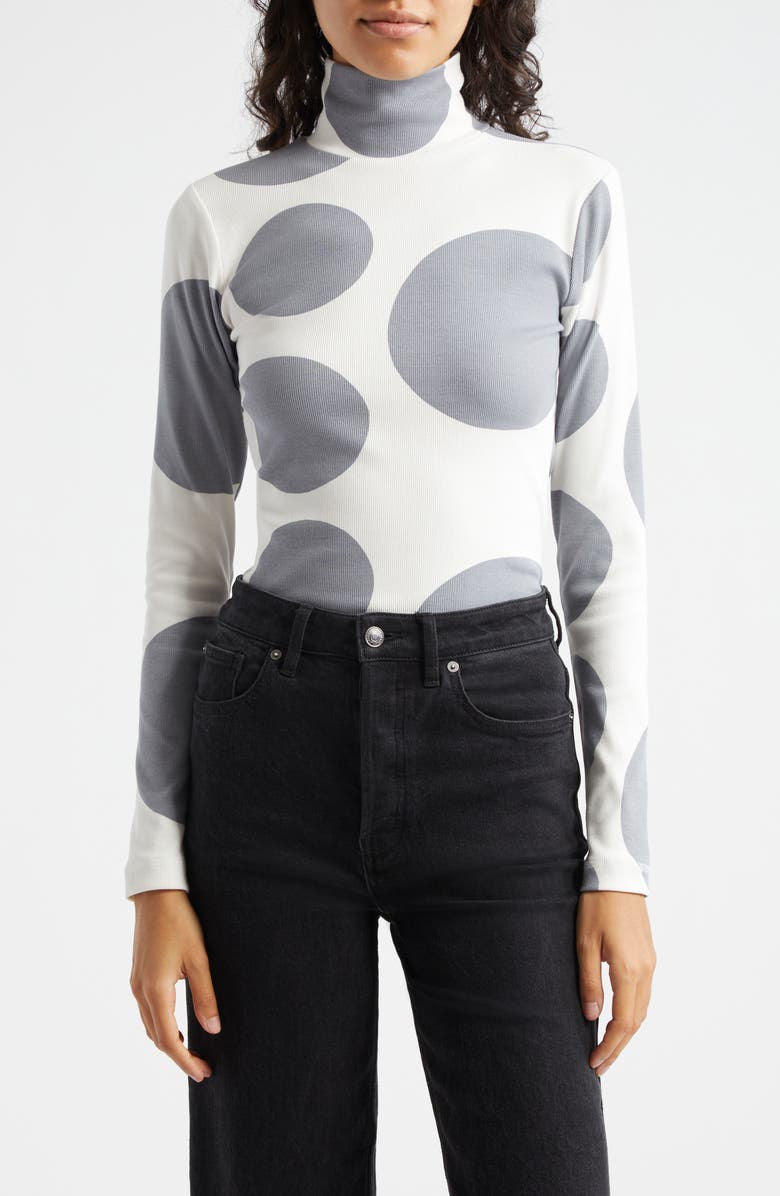 Marimekko Lumia Klaava Cotton Rib Turtleneck, Main, color, Off White Grey