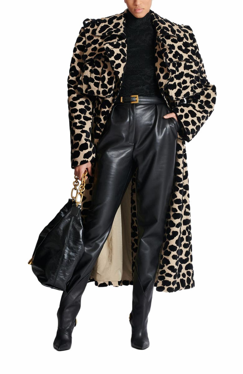 Balmain Baroque Pattern Long-Sleeved Top, Alternate, color, Black