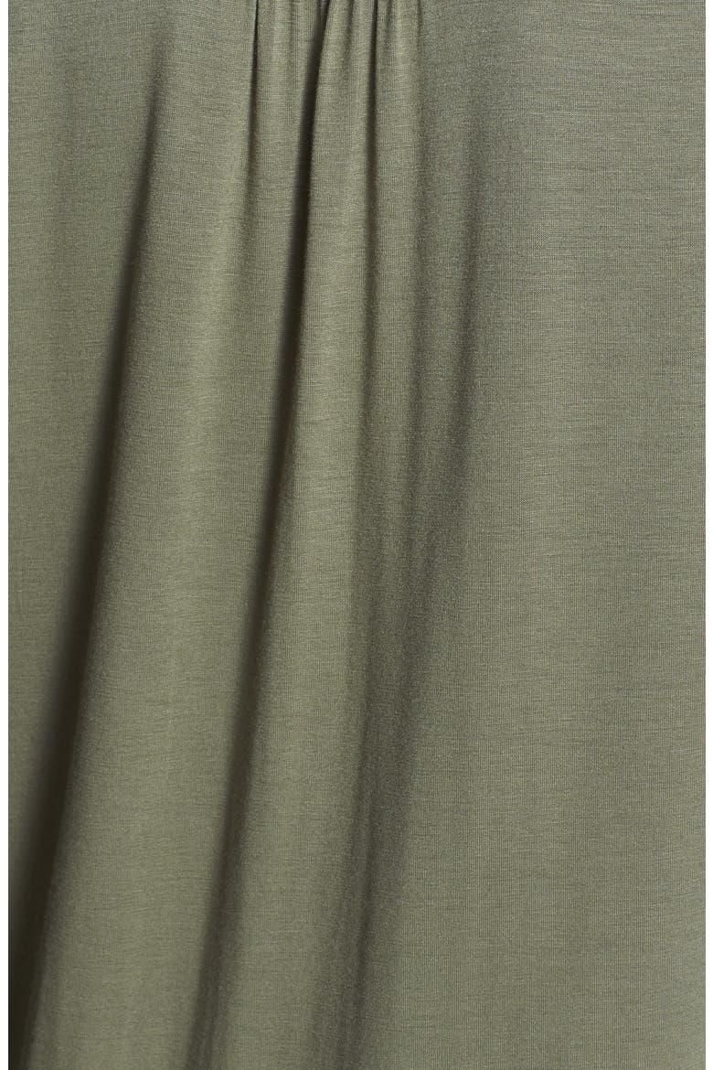 Mixed Media Roll Sleeve Top, Alternate, color, OLIVE GROVE