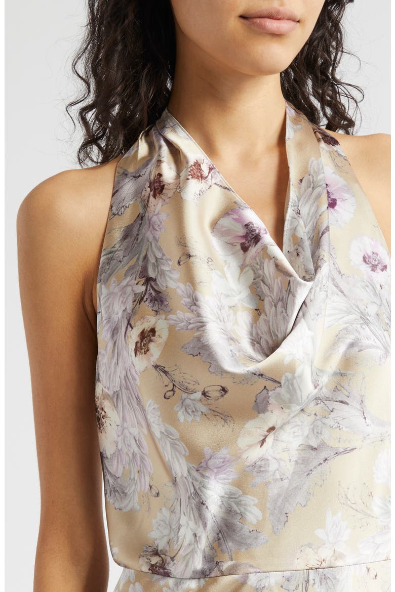 Wild Flower Cowl Neck A-Line Dress, Alternate, color, SAND