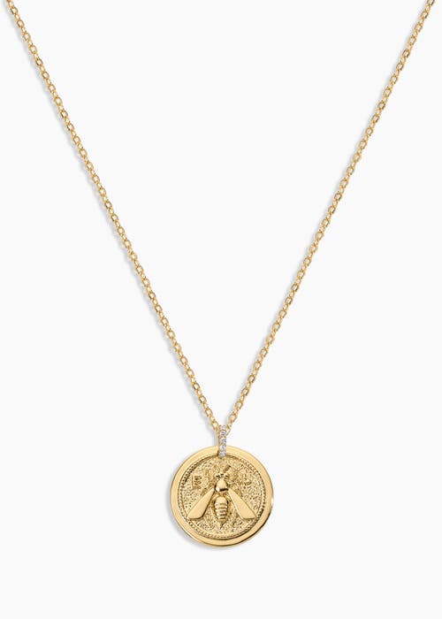 Electric Picks Honey Bee Coin Necklace In Gold