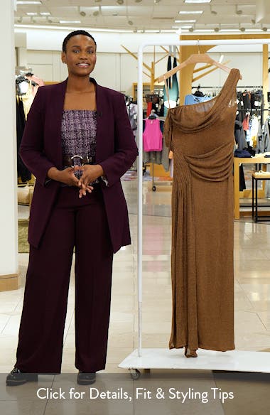 JLUXLABEL Drape Metallic One-Shoulder Gown | Nordstrom