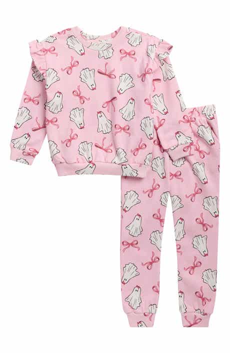 Kids' Ghost & Bow Ruffle French Terry Sweatshirt & Joggers Set