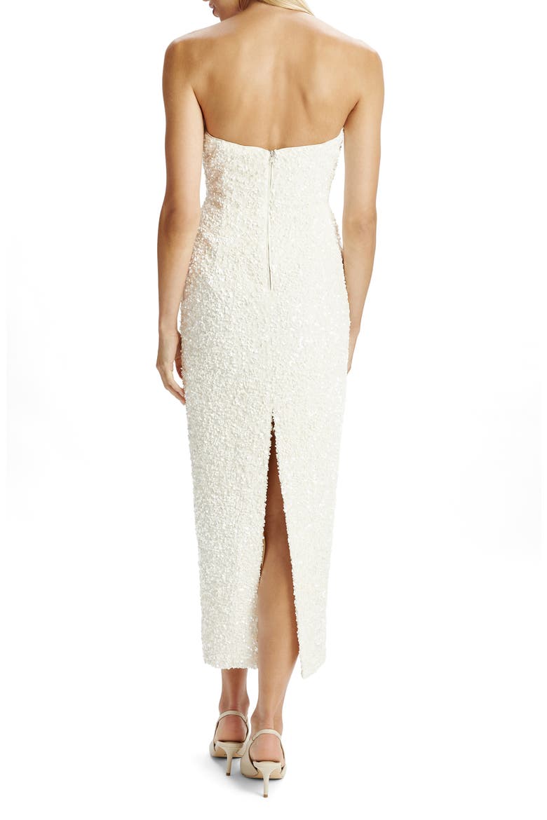 Braya Sequin Strapless Plunge Neck Midi Dress, Alternate, color, IVORY