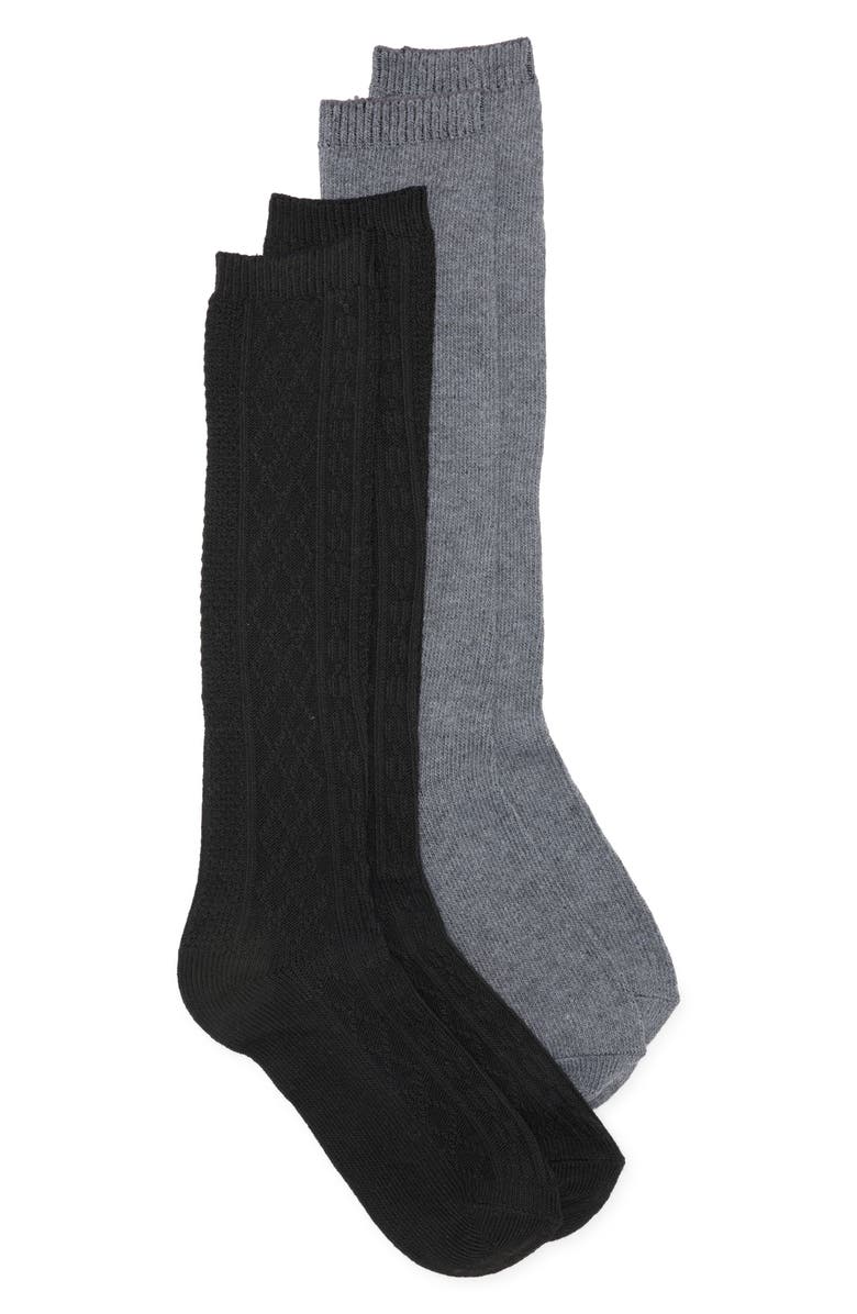 NORDSTROM RACK 2-Pack Tall Boot Socks, Main, color, Black Grey