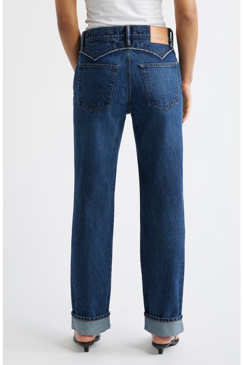 Lara Western High Waist Straight Leg Jeans, Alternate, color, DARK BLUE