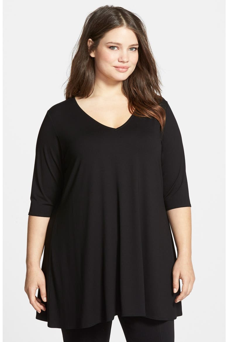 V-Neck Tunic, Main, color, BLACK