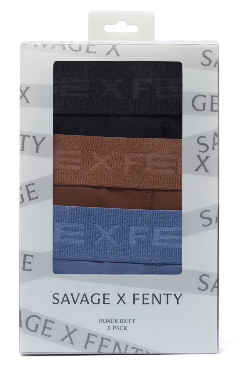 SAVAGE X FENTY 3-Pack Shadow Fit Boxer Briefs, Alternate, color, Black/ Brown/ Blue