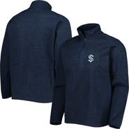 ANTIGUA Men's Antigua Heathered Deep Sea Blue Seattle Kraken Course Quarter-Zip Jacket