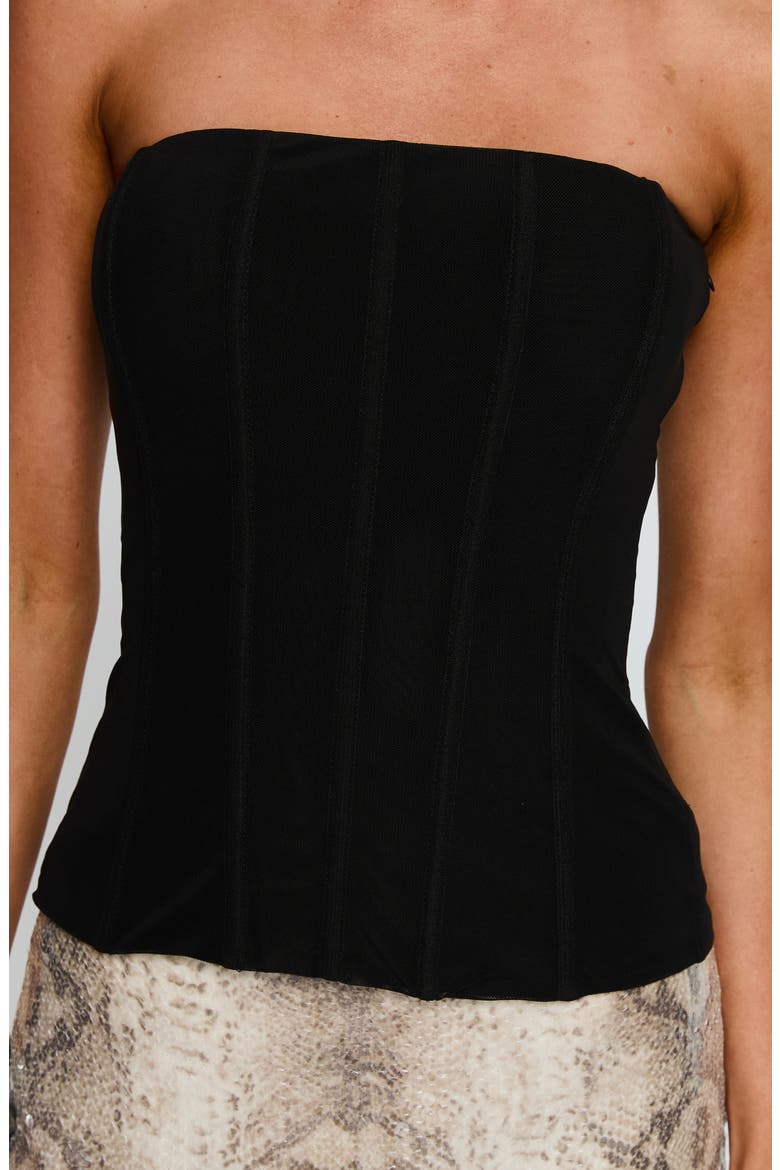 Taneka Strapless Corset Top, Alternate, color, BLACK