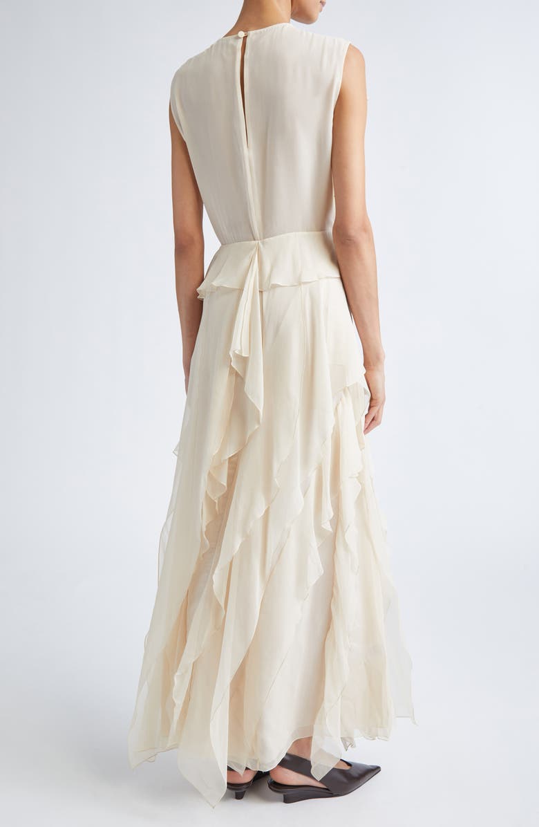 Altuzarra Gigi Semisheer Ruffle Silk Maxi Dress, Alternate, color, Tapioca