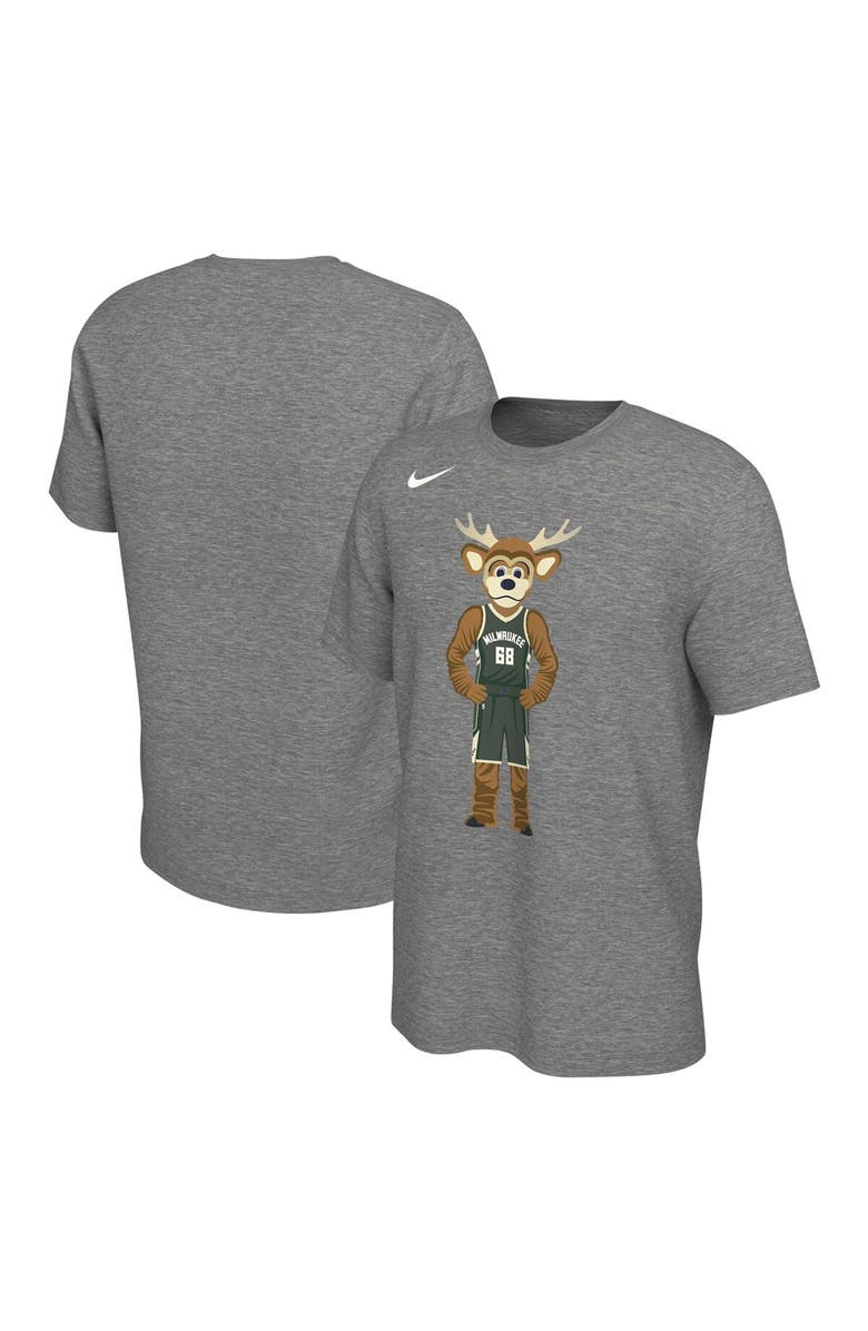 Nike Unisex Nike Heather Charcoal Milwaukee Bucks Team Mascot T-Shirt, Main, color, 