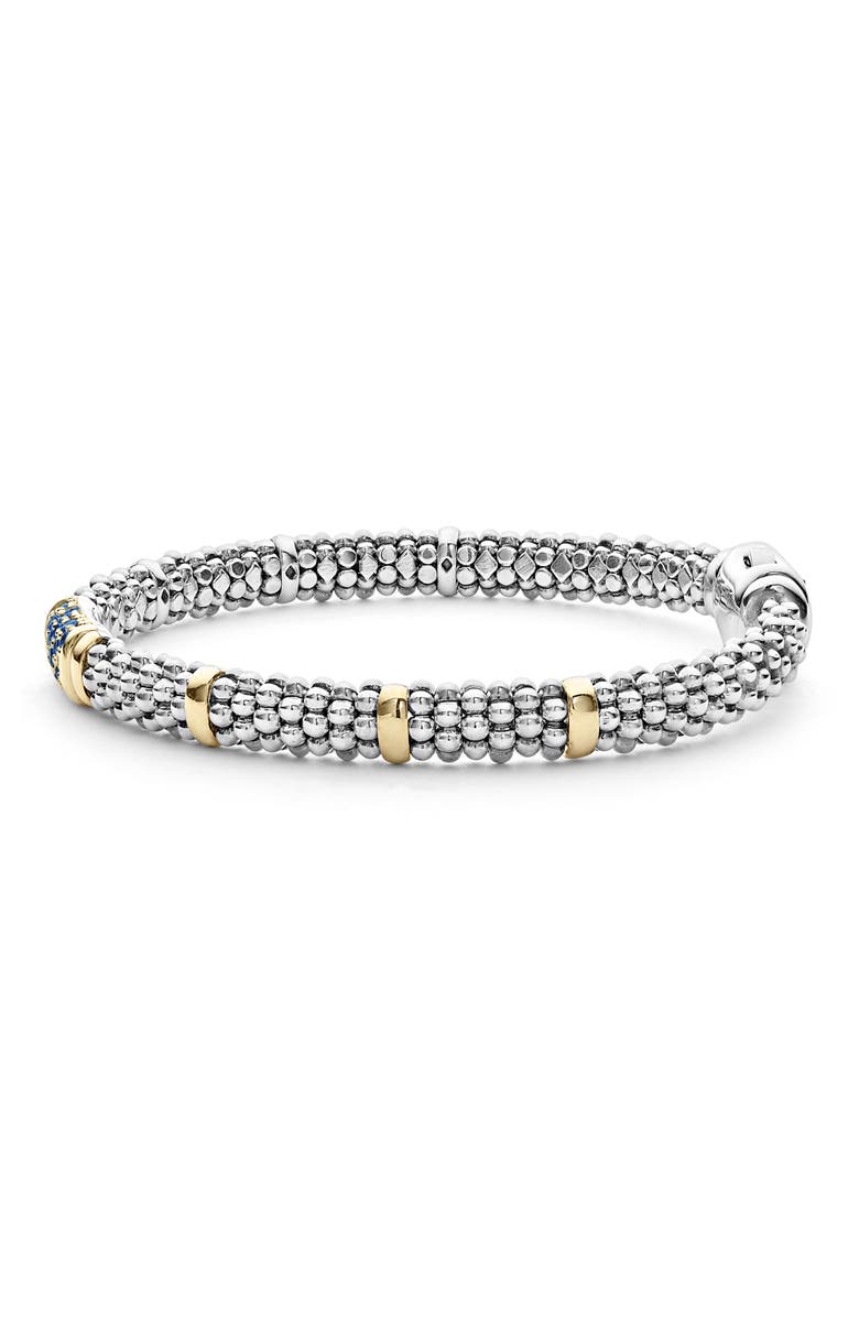 LAGOS Blue Sapphire Caviar Bead Bracelet, Alternate, color, Silver Gold Blue Sapphire