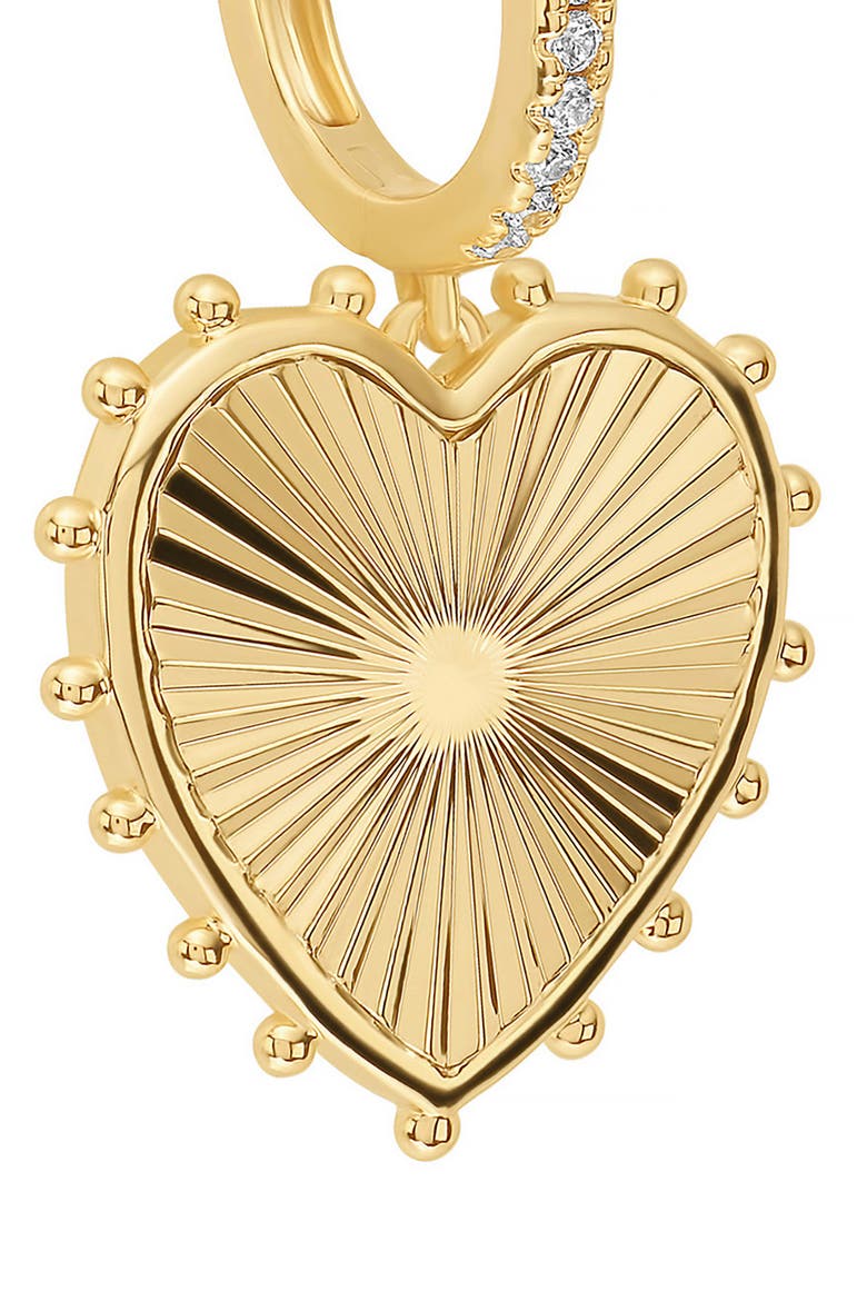 Dolcle Sole Fluted Heart Drop Hoop Earrings, Alternate, color, GOLD