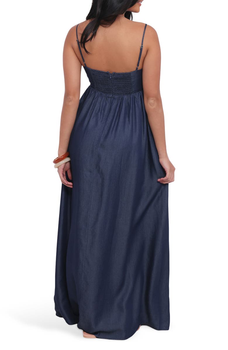 Petal & Pup Odessa Cotton Chambray Maxi Sundress, Alternate, color, Dark Chambray