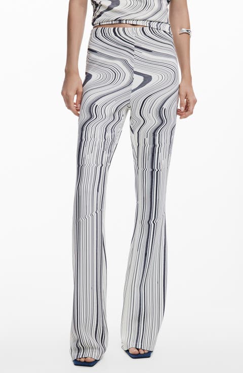 Distorted Stripe Flare Pants